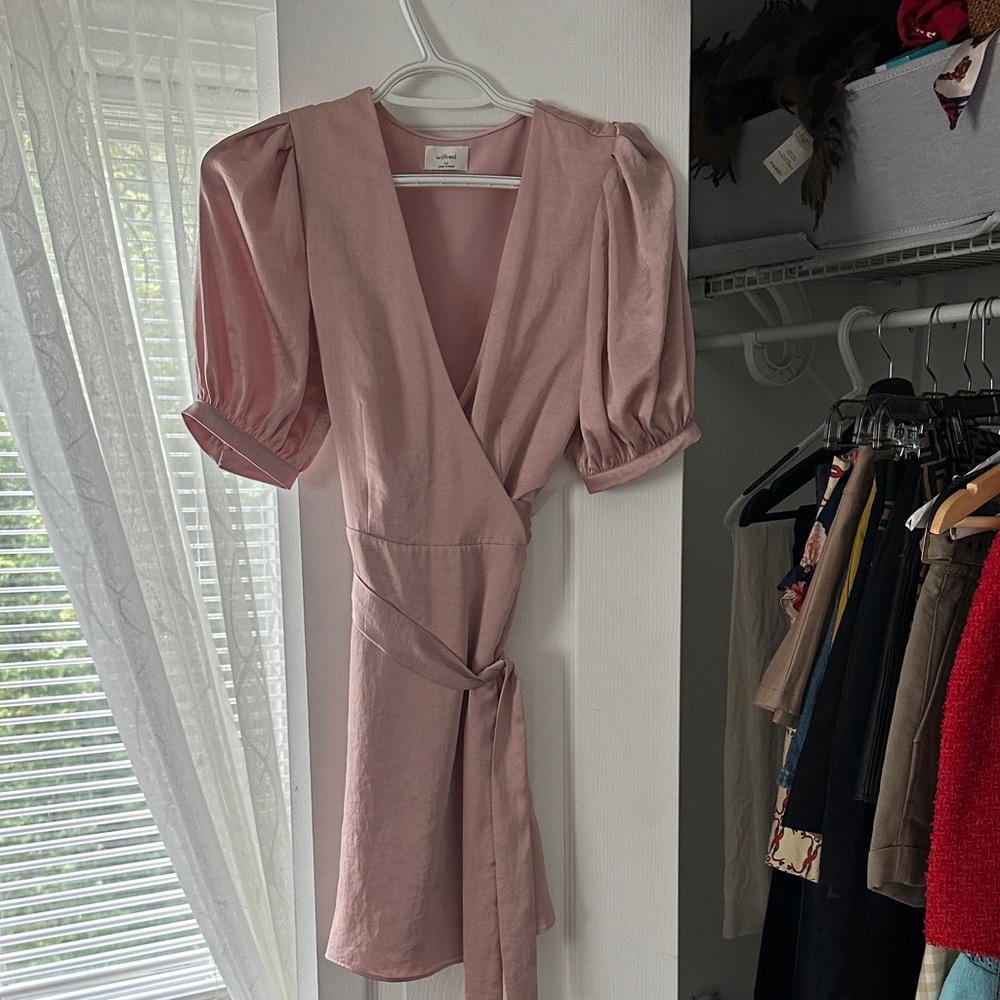 Wilfred Blush Pink Mini Wrap Dress